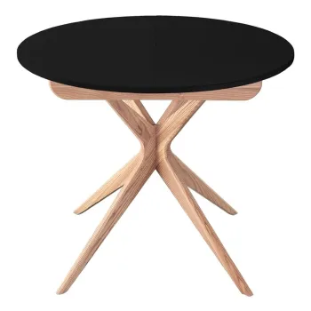 Masa de dining rotunda extensibila cu blat suplimentar o 90 cm Jubi - Ragaba imagine