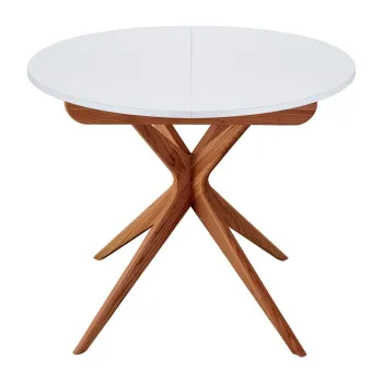 Masa de dining rotunda extensibila cu blat suplimentar o 90 cm Jubi - Ragaba imagine