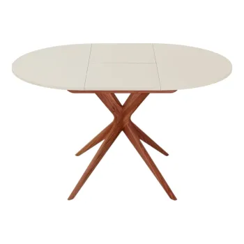 Masa de dining rotunda extensibila cu blat suplimentar o 90 cm Jubi - Ragaba imagine