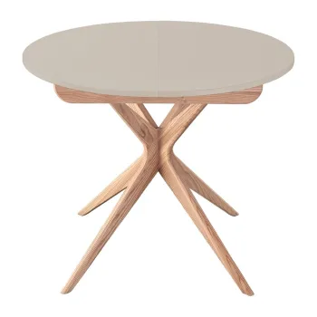 Masa de dining rotunda extensibila cu blat suplimentar o 90 cm Jubi - Ragaba imagine