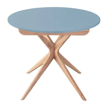 Masa de dining rotunda extensibila cu blat suplimentar o 90 cm Jubi - Ragaba imagine