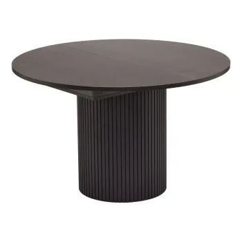 Masa de dining rotunda neagra extensibila cu aspect de lemn de stejar o 115 cm Malaga - Bonami Selection imagine