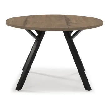 Masa rotunda de sufragerie cu aspect de nuc o 120 cm Beni - Marckeric imagine