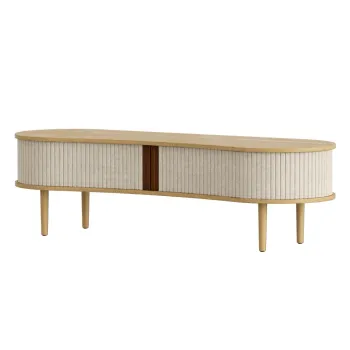 Masa TV bej/in culoare naturala cu aspect de lemn de stejar 140x40 cm Audacious - UMAGE imagine