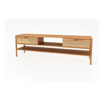 Masa TV din lemn de stejar 204x64 cm Pola - The Beds imagine