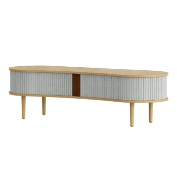 Masa TV gri/in culoare naturala cu aspect de lemn de stejar 140x40 cm Audacious - UMAGE imagine