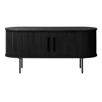 Masa TV neagra cu aspect de lemn de stejar 120x56 cm Nola - Unique Furniture imagine