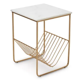 Masuta auxiliara cu blat din marmura 40x40 cm Mandoli - Premier Housewares imagine