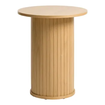 Masuta auxiliara rotunda cu aspect de lemn de stejar o 50 cm Nola - Unique Furniture imagine