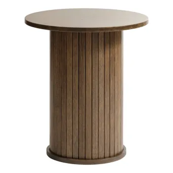 Masuta auxiliara rotunda cu aspect de lemn de stejar o 50 cm Nola - Unique Furniture imagine