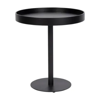 Masuta auxiliara rotunda cu blat cu aspect de lemn de stejar o 40 cm Yuri S - White Label imagine