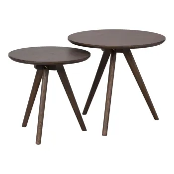 Masuta auxiliara rotunda cu blat cu aspect de lemn de stejar o 50 cm Yumi - Rowico imagine