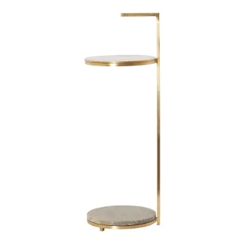 Masuta auxiliara rotunda cu blat din marmura o 26 cm Leda - Light & Living imagine