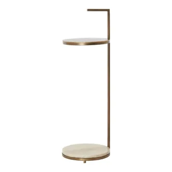 Masuta auxiliara rotunda cu blat din marmura o 26 cm Leda - Light & Living imagine