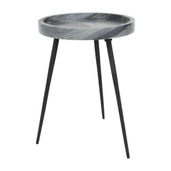 Masuta auxiliara rotunda cu blat din marmura o 33 cm Karrara - White Label imagine