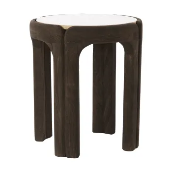 Masuta auxiliara rotunda cu blat din piatra o 45 cm Ali - Light & Living imagine