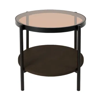 Masuta auxiliara rotunda cu blat din sticla o 48 cm Hassel - Unique Furniture imagine