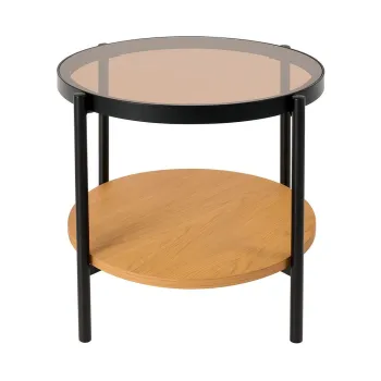 Masuta auxiliara rotunda cu blat din sticla o 48 cm Hassel - Unique Furniture imagine