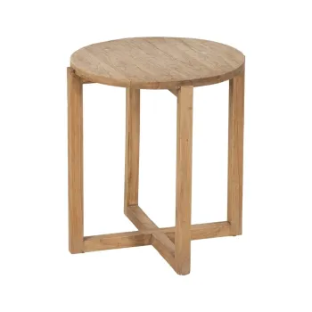 Masuta auxiliara rotunda din lemn de mindi o 40 cm Dala - Ixia imagine
