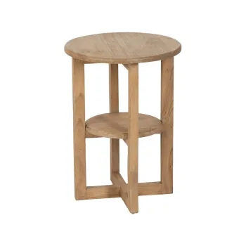 Masuta auxiliara rotunda din lemn de mindi o 40 cm Dala - Ixia imagine