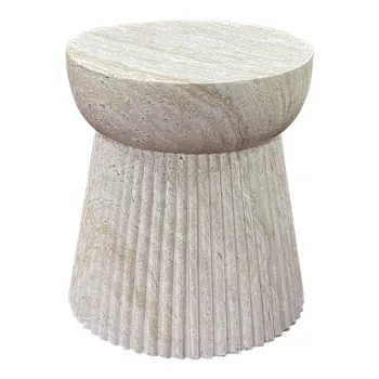 Masuta auxiliara rotunda din piatra o 37 cm Bonn - House Nordic imagine