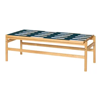 Masuta de cafea alb-negru/in culoare naturala cu aspect de lemn de stejar 61x132 cm Motif - Hubsch imagine