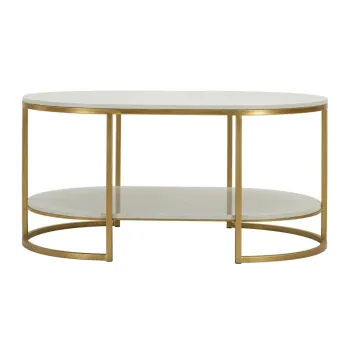 Masuta de cafea alba/aurie cu blat din marmura 60x90 cm Izmir - Mauro Ferretti imagine