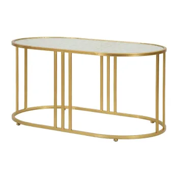 Masuta de cafea alba/aurie cu blat din sticla 50x90 cm Antalia - Mauro Ferretti imagine