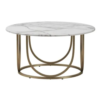 Masuta de cafea alba-aurie, rotunda, cu aspect de marmura o 79 cm Gwyneth - CosmoLiving by Cosmopolitan imagine