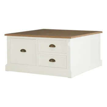 Masuta de cafea alba cu aspect de lemn de brad 90x90 cm Hardwick - Premier Housewares imagine