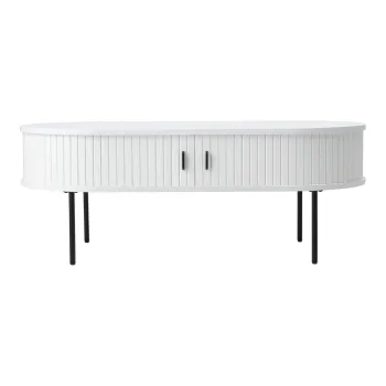 Masuta de cafea alba cu aspect de lemn de stejar 60x120 cm Nola - Unique Furniture imagine