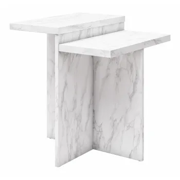 Masuta de cafea alba cu aspect de marmura 56x56 cm Brielle - CosmoLiving by Cosmopolitan imagine