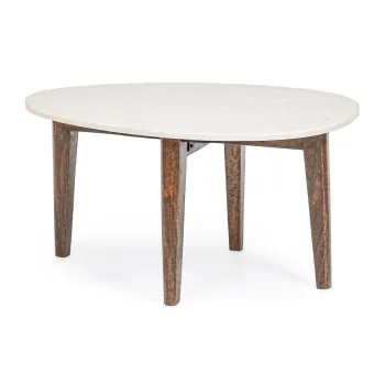 Masuta de cafea alba/in culoare naturala cu blat din marmura 50x70 cm Sylvester - Bizzotto imagine
