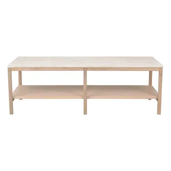 Masuta de cafea alba/in culoare naturala cu blat din piatra 140x60 cm Orwel - Rowico imagine