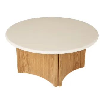 Masuta de cafea alba/in culoare naturala rotunda cu blat din beton o 80 cm Motril - House Nordic imagine