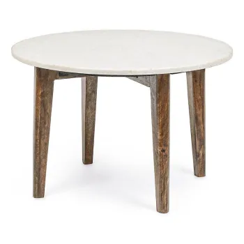 Masuta de cafea alba/in culoare naturala rotunda cu blat din marmura o 60 cm Sylvester - Bizzotto imagine