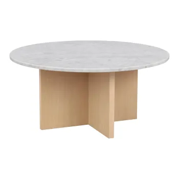 Masuta de cafea alba/in culoare naturala rotunda din marmura 90x90 cm Brooksville - Rowico imagine