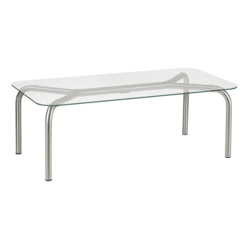 Masuta de cafea argintie cu blat din sticla 60x110 cm Uku - noo.ma imagine