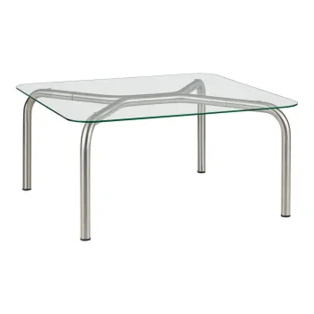 Masuta de cafea argintie cu blat din sticla 60x80 cm Uku - noo.ma imagine