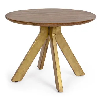 Masuta de cafea aurie/in culoare naturala inchisa rotunda din lemn de mango o 60 cm Sherman - Bizzotto imagine