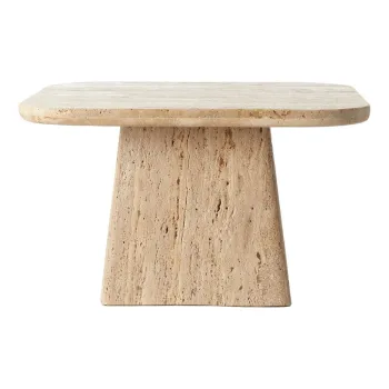 Masuta de cafea bej cu blat din piatra 60x60 cm Kepami - Light & Living imagine