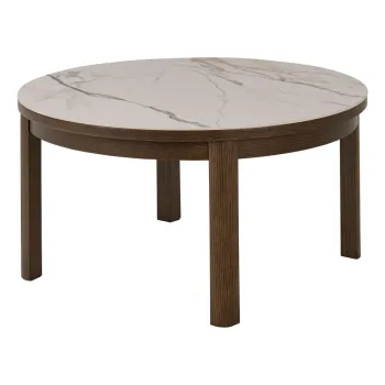 Masuta de cafea bej-maro inchis rotunda cu blat ceramic o 90 cm Southampton - Actona imagine