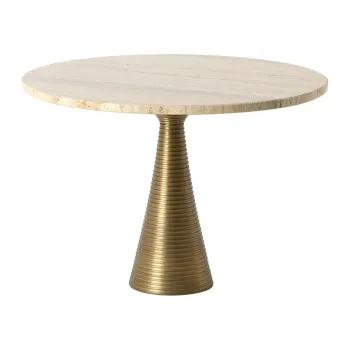 Masuta de cafea bronz/in culoare naturala deschisa rotunda cu blat din piatra o 50 cm Bahia - Light & Living imagine
