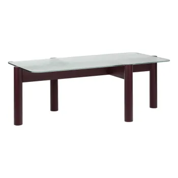 Masuta de cafea burgundy cu blat din sticla 55x105 cm Kob - noo.ma imagine