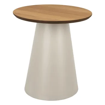 Masuta de cafea crem/in culoare naturala rotunda cu blat cu aspect de lemn de stejar o 45 cm Soli - Actona imagine