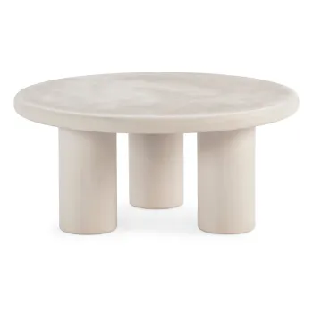 Masuta de cafea crem rotunda cu aspect de piatra o 80 cm Iriel - MOME imagine