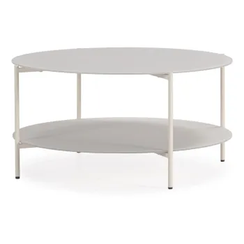 Masuta de cafea crem rotunda cu blat din sticla o 83 cm Davi - MOME imagine