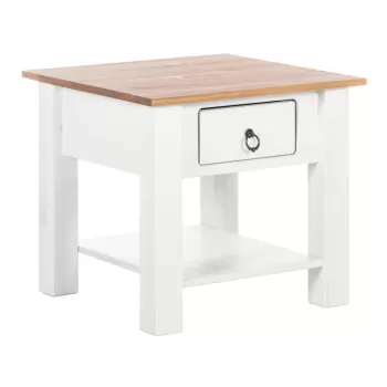 Masuta de cafea din lemn de pin cu blat natural Storaa Klein, alb imagine