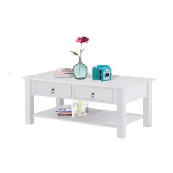 Masuta de cafea din lemn de pin Storaa Inda, alb imagine