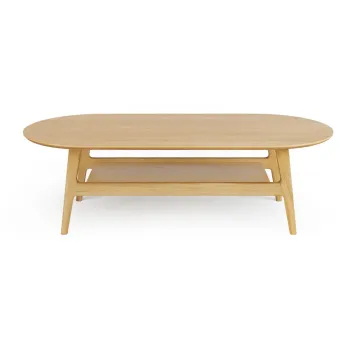 Masuta de cafea in culoare naturala cu aspect de lemn de stejar 60x130 cm Curved - Woodman imagine